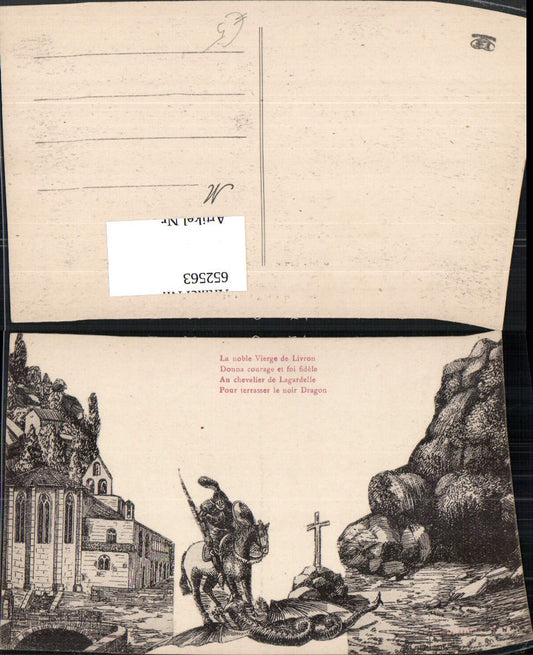 652563,Artist Postcard La noble Vierge de Livron Pour terrasser le noir Dragon Dragon Knight