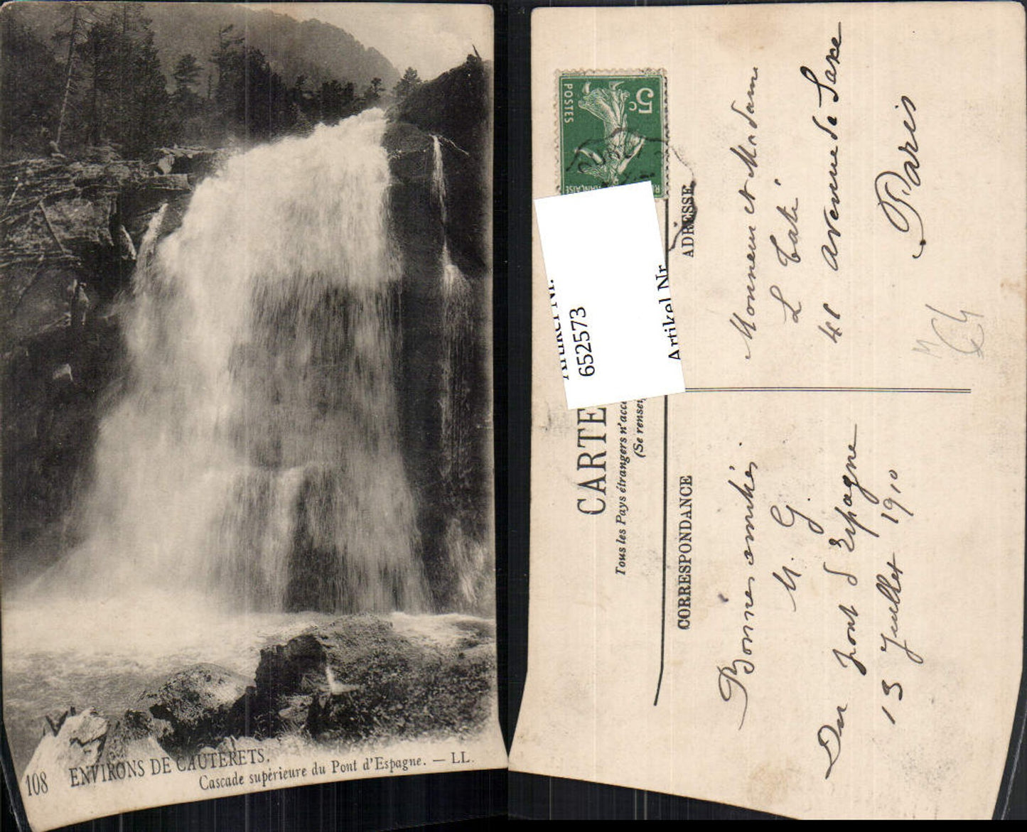 652573,Environs de Cauterets Cascade superieure du Pont d Espagne Wasserfall France