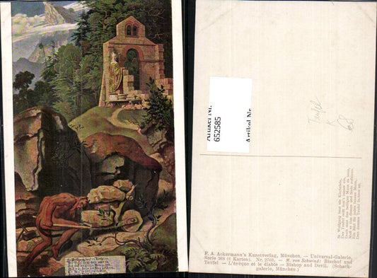 652585,Künstler Ak M. von Schwind Bischof u. Teufel