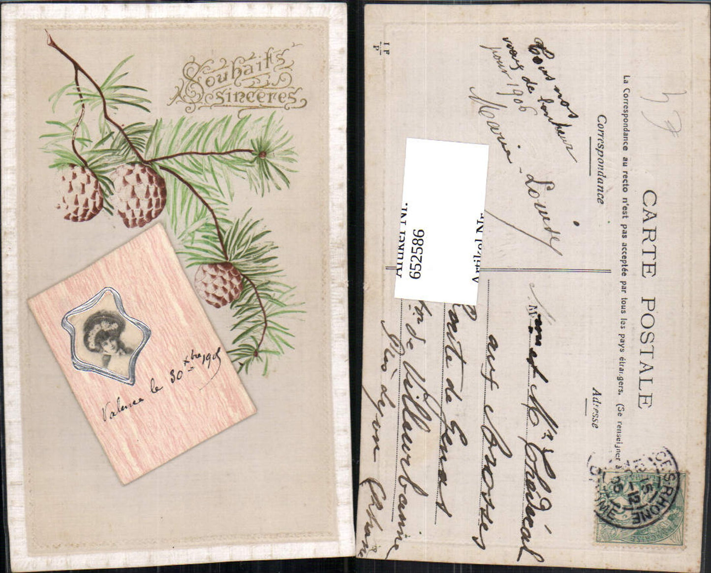 652586,Foldable Calendar Souhaits sinceres Pine Branch Cone
