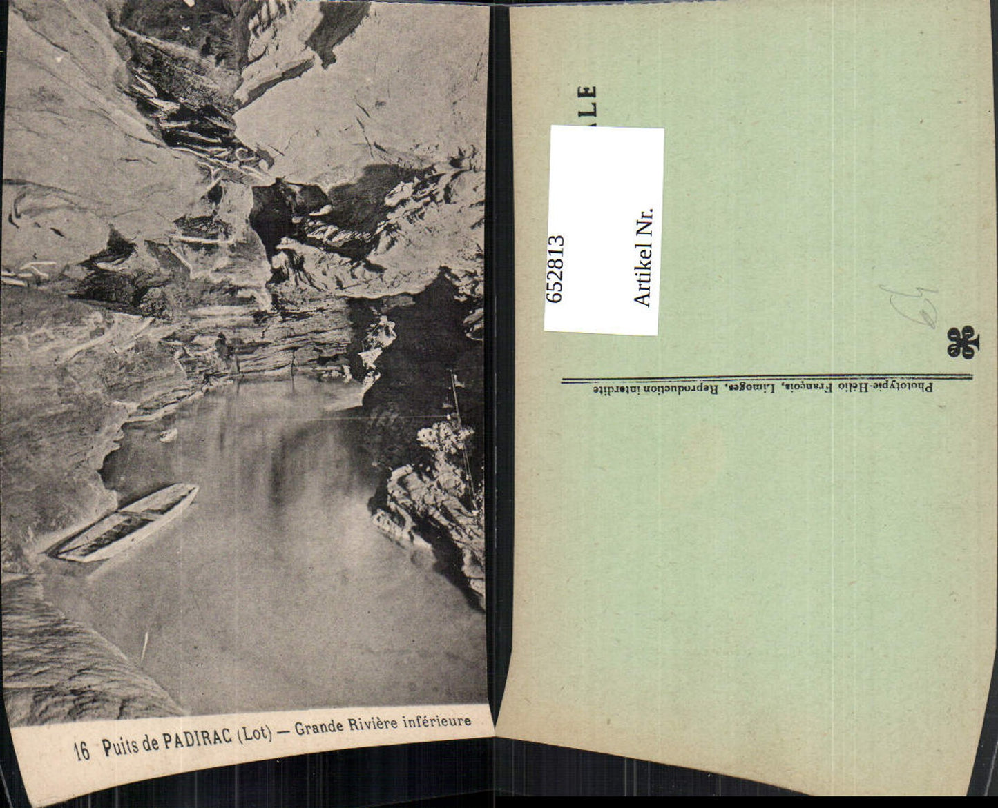 652813,Puits de Padirac Lot Grande Riviere inferieure Grotte Boat