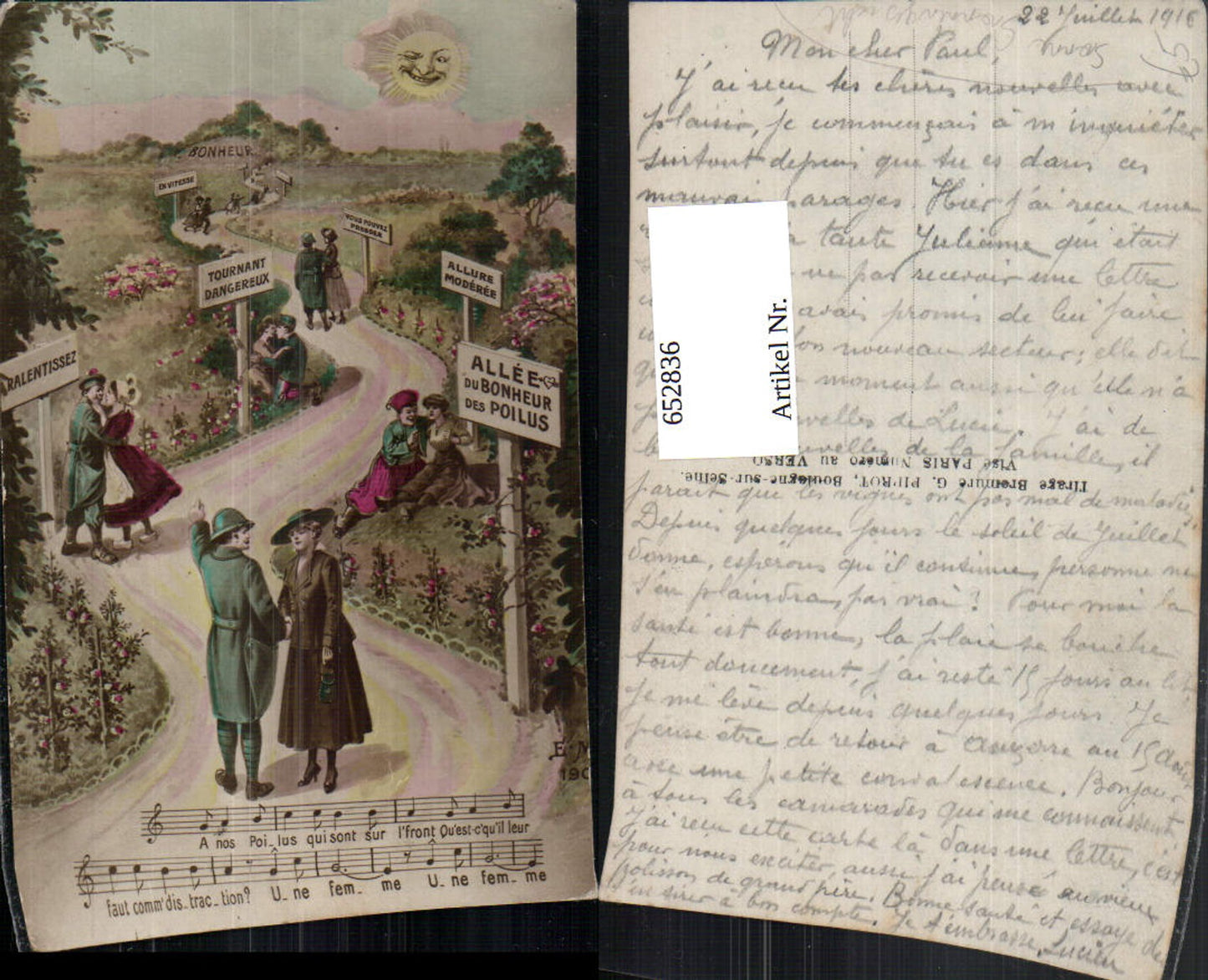 652836, Artist Ak Couple Love Lyrics Sun Sunface France A woman A woman