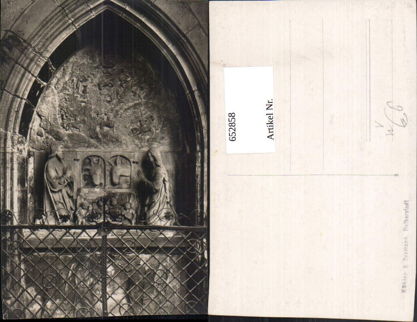 652858, Photo Ak Detail view Church Religion pub Köhler and Seemann Halberstadt