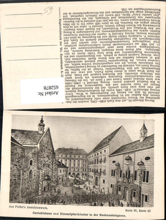 652878,Pfeffel Gerichtshaus u. Himmelpfortkloster Rauhensteingasse Wien Vienna