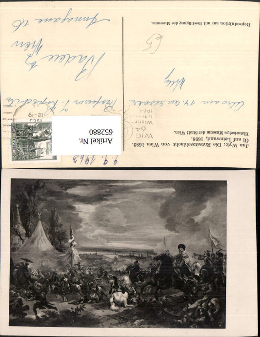 652880,Künstler Ak Jan Wyk Entsatzschlacht Wien 1683 Vienna Historisches Museum