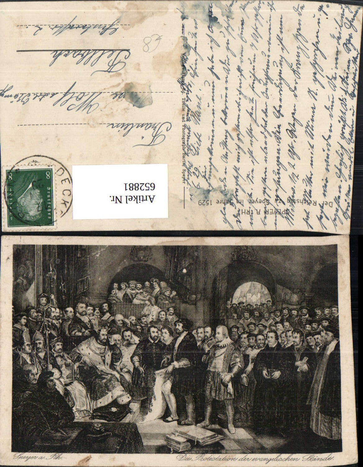 652881,Künstler Ak Speyer a. Rhein Die Protestation d. evangelischen Stände Reichstag 1529