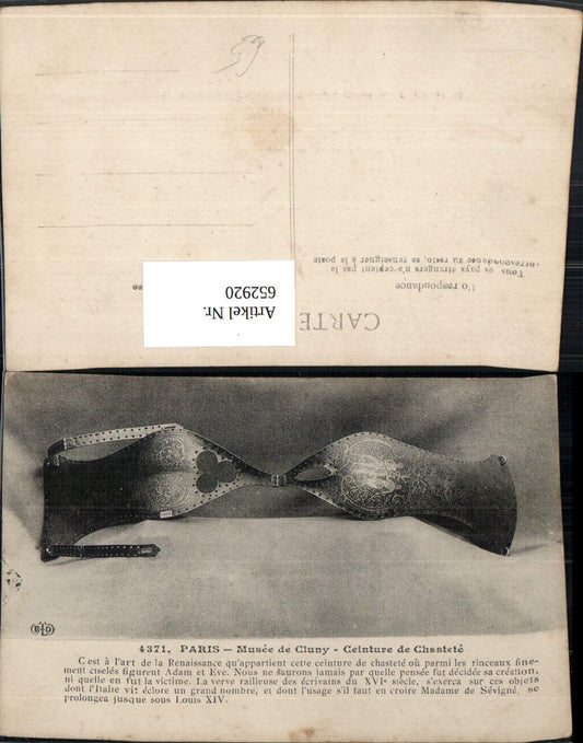 652920,Paris Musee de Cluny Ceinture de Chastete Keuschheitsgürtel France