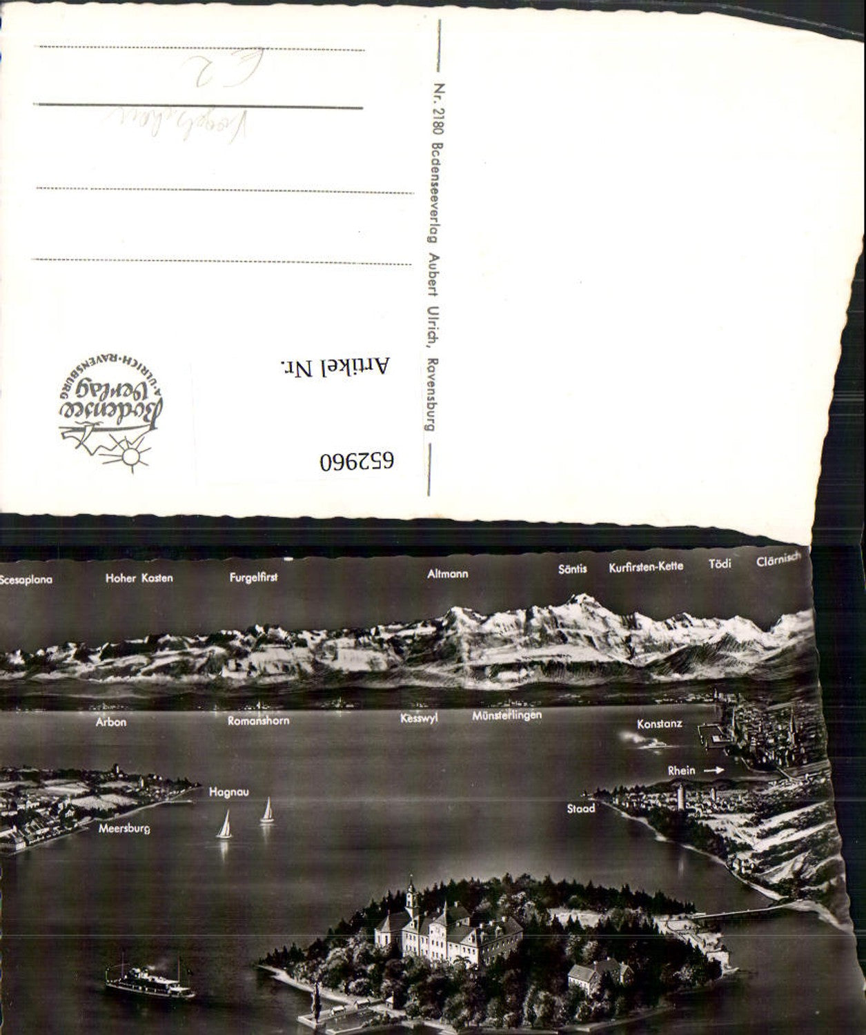 652960,Vogelschau Insel Mainau i. Bodensee m. Schweizer Alpen Schiff Dampfer