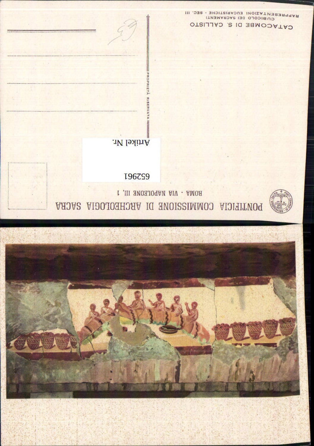 652961,Roma Rome Catacombe di S. Callisto Cubicolo dei Sacramenti Sec III
