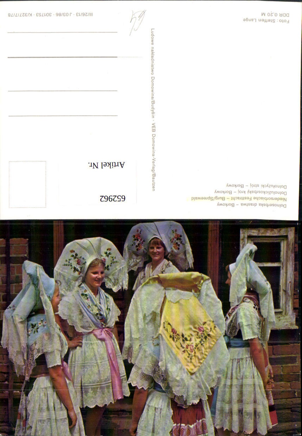 652962,Niedersorbische Festtracht Burg Spreewald Dolnoserbska drastwa Borkowy Tracht