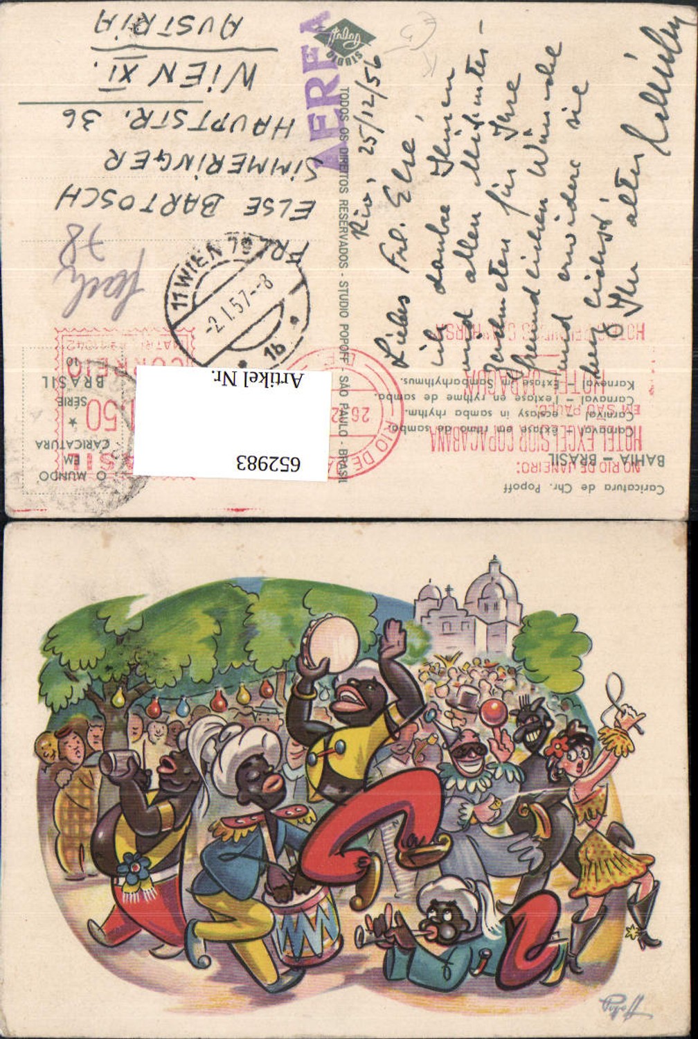 652983,Künstler Ak Chr. Popoff Bahia Brasil Carnaval Karneval Humor