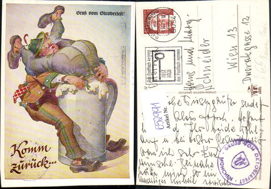 652991,Künstler Ak Trinkerhumor Gruß v. Oktoberfest Bier Humor pub August Lengauer 3157