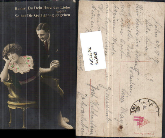 653849,Foto-AK Liebe Paar Stuhl Sessel