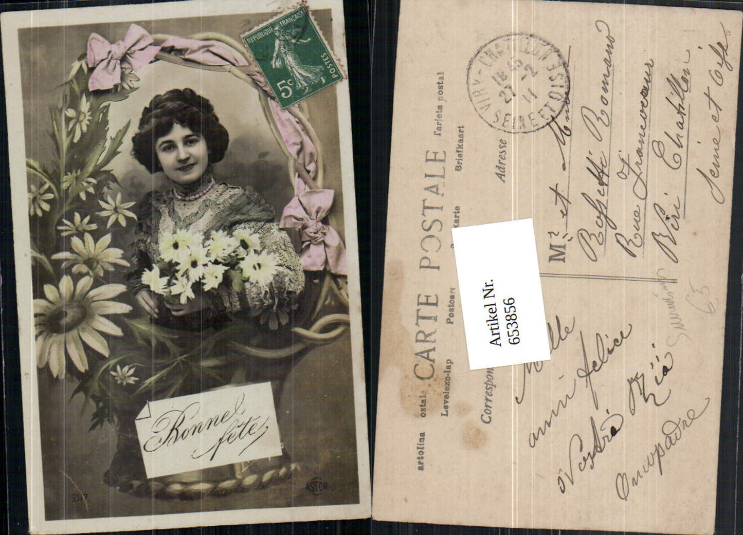 653856,Foto-AK Fotomontage Frau Portrait Surrealismus