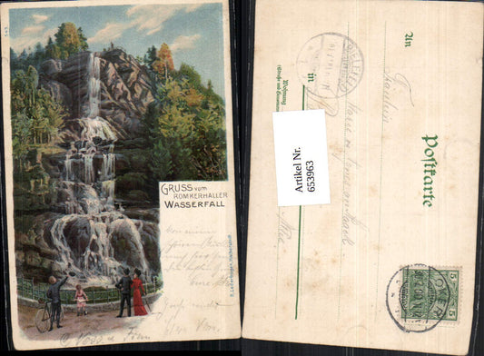 653963,tolle Lithographie Wasserfall Romkerhaller Oker Goslar Harz Oberharz Schulenberg