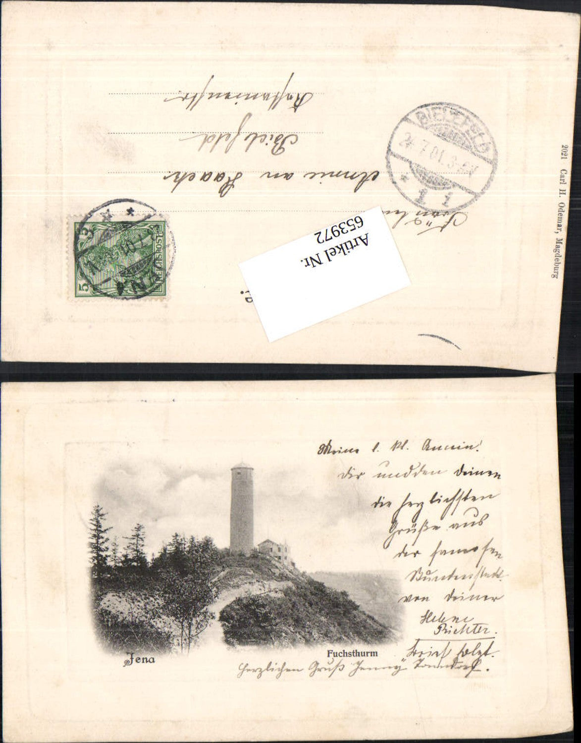 653972,Präge AK Jena Fuchsthurm Turm 1900