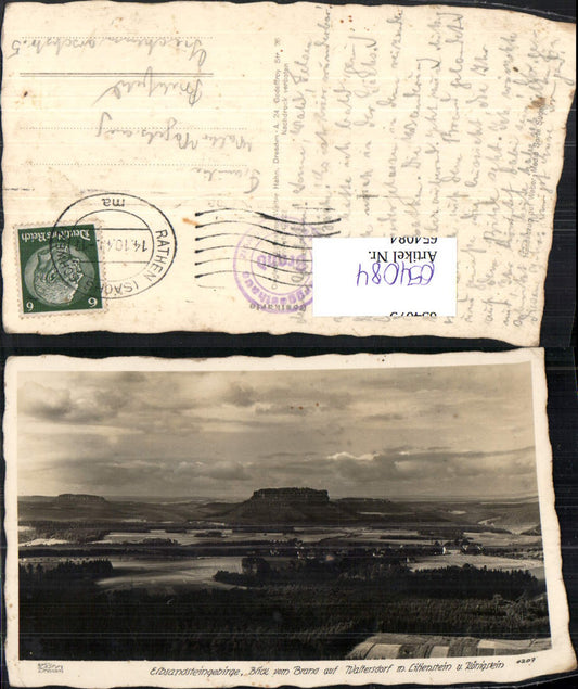 654084,Elbsandsteingebirge Bad Schandau Blick v. Brand auf Waltersdorf m. Lilienstein u. Königstein