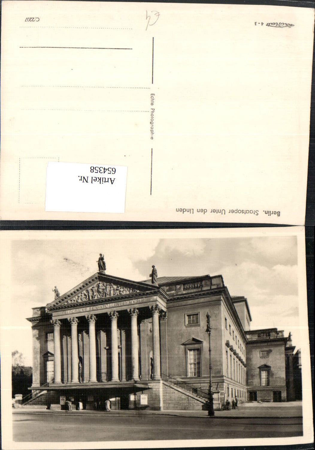 654358,Foto Ak Berlin Staatsoper Oper Unter den Linden