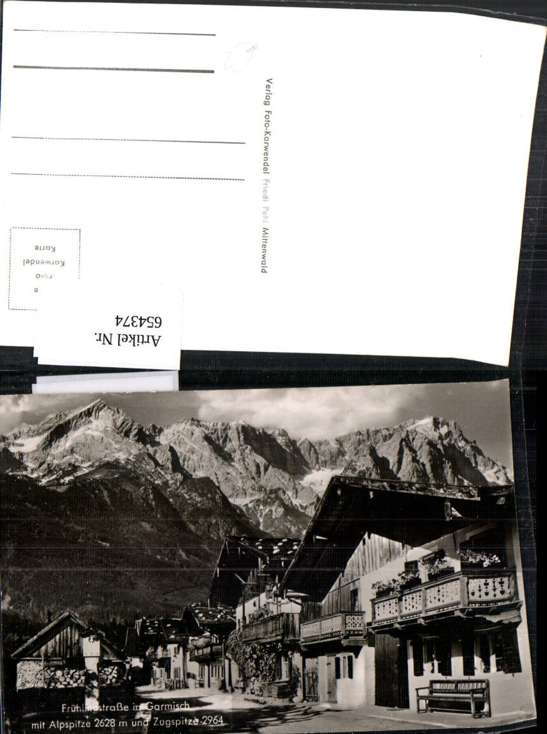 654374,Foto Ak Garmisch-Partenkirchen Frühlingstraße m. Alpspitze u. Zugspitze