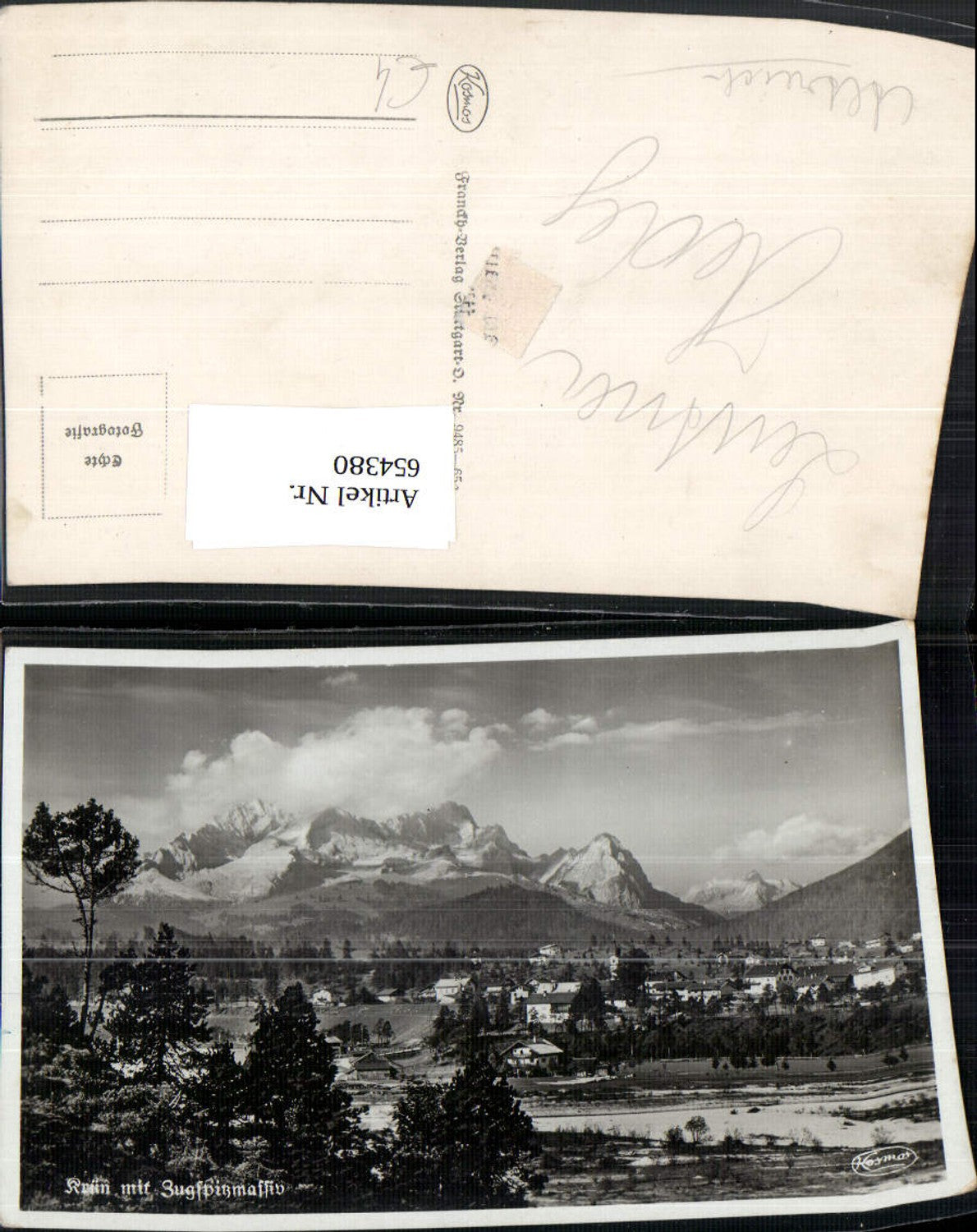 654380,Foto Ak Krün m. Zugspitzmassiv