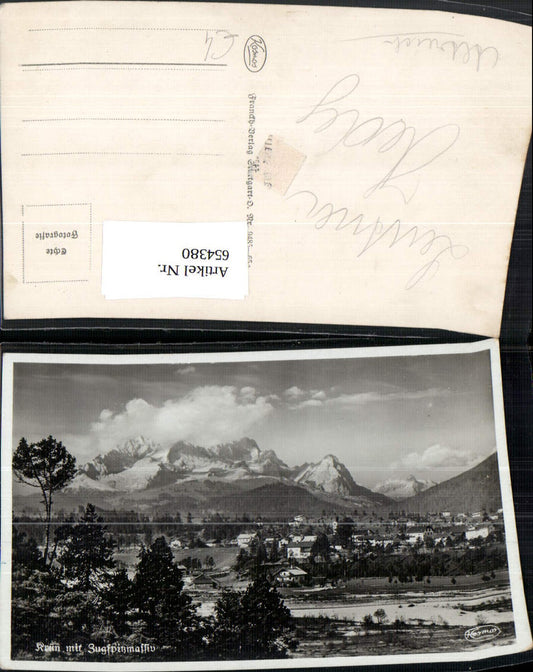 654380,Foto Ak Krün m. Zugspitzmassiv