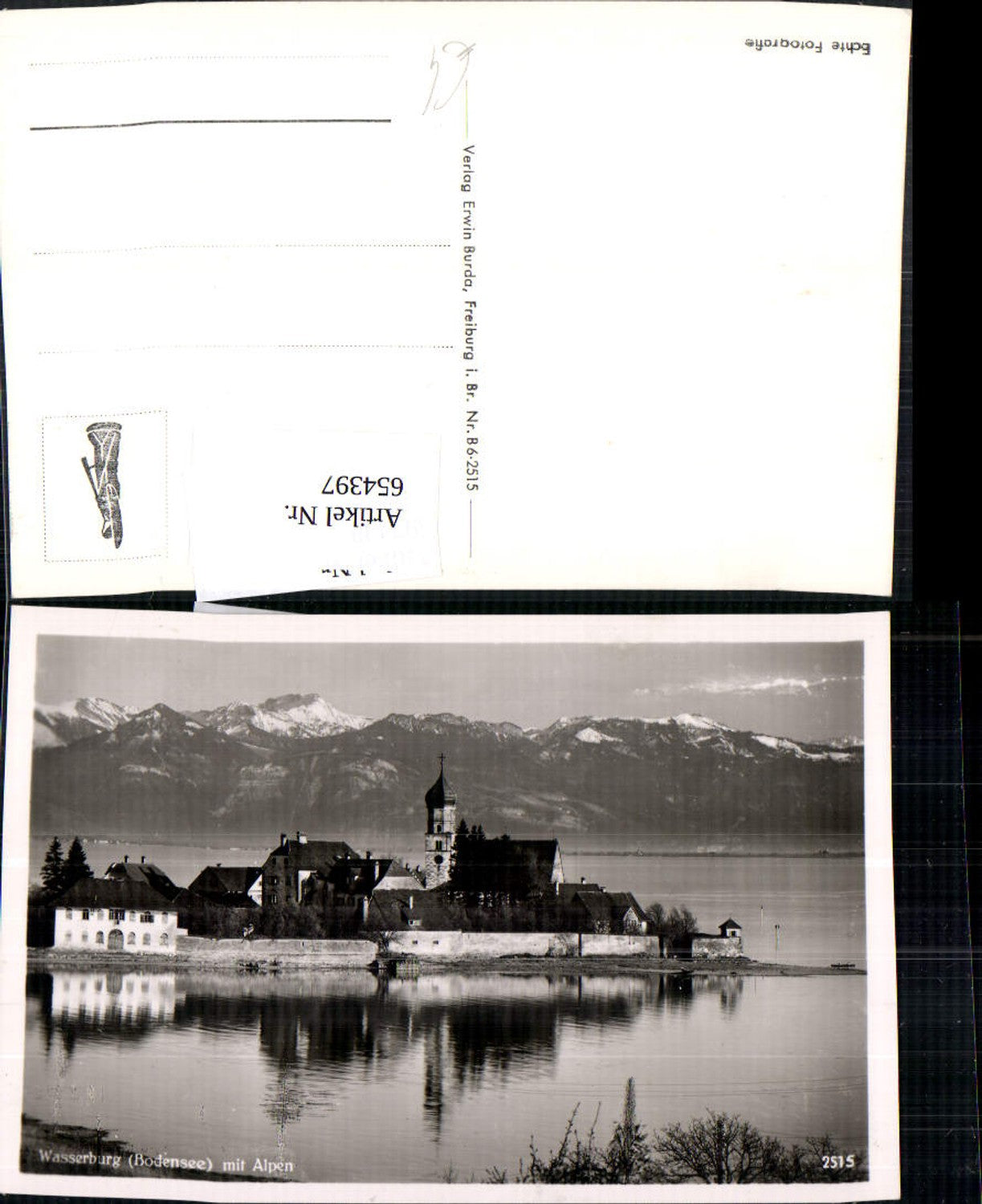 654397,Foto Ak Wasserburg Bodensee m. Alpen