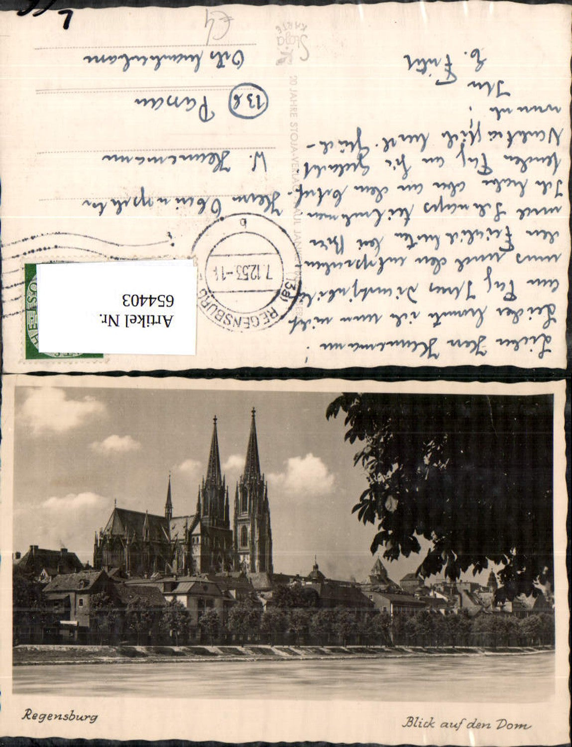 654403,Foto Ak Regensburg Blick auf den Dom