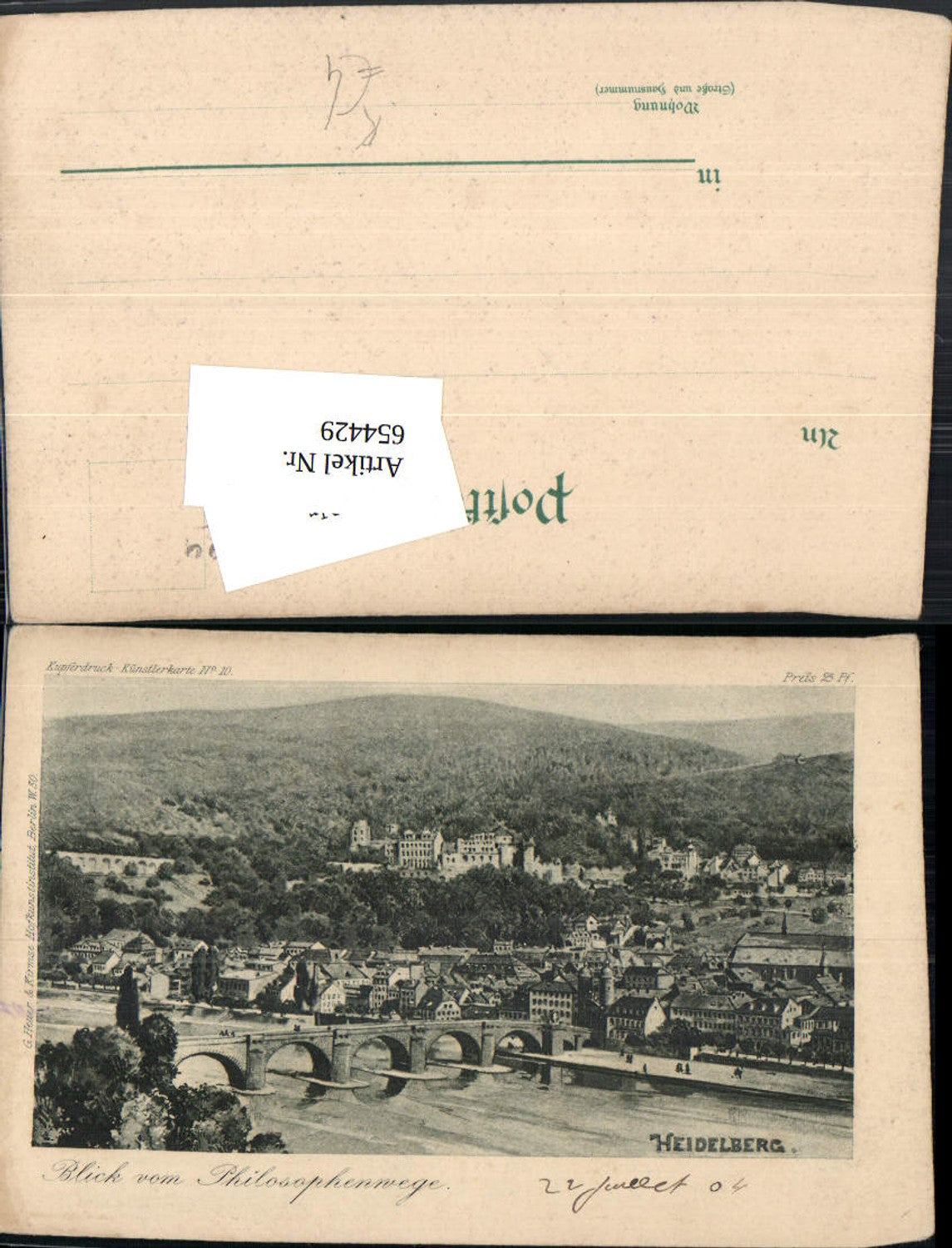 654429,Künstler Ak Heidelberg Blick v. Philosophenweg