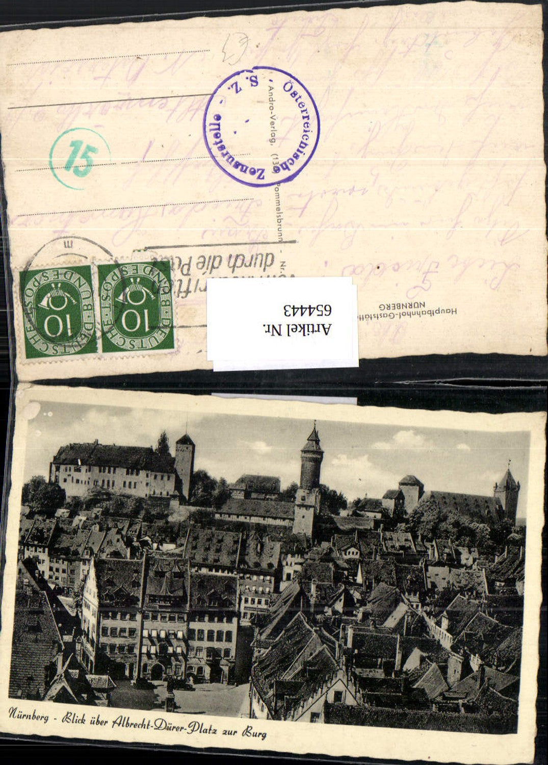 654443,Nürnberg Blick über Albrecht-Dürer-Platz zur Burg