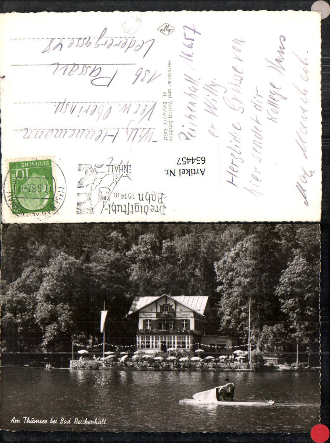 654457,Foto Ak Am Thumsee Karlstein b. Bad Reichenhall Trettboot Boot