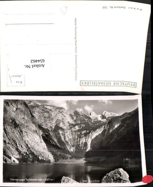 654462,Foto Ak Obersee geg. Teufelshörner Schönau am Königssee pub H. Huber 1048