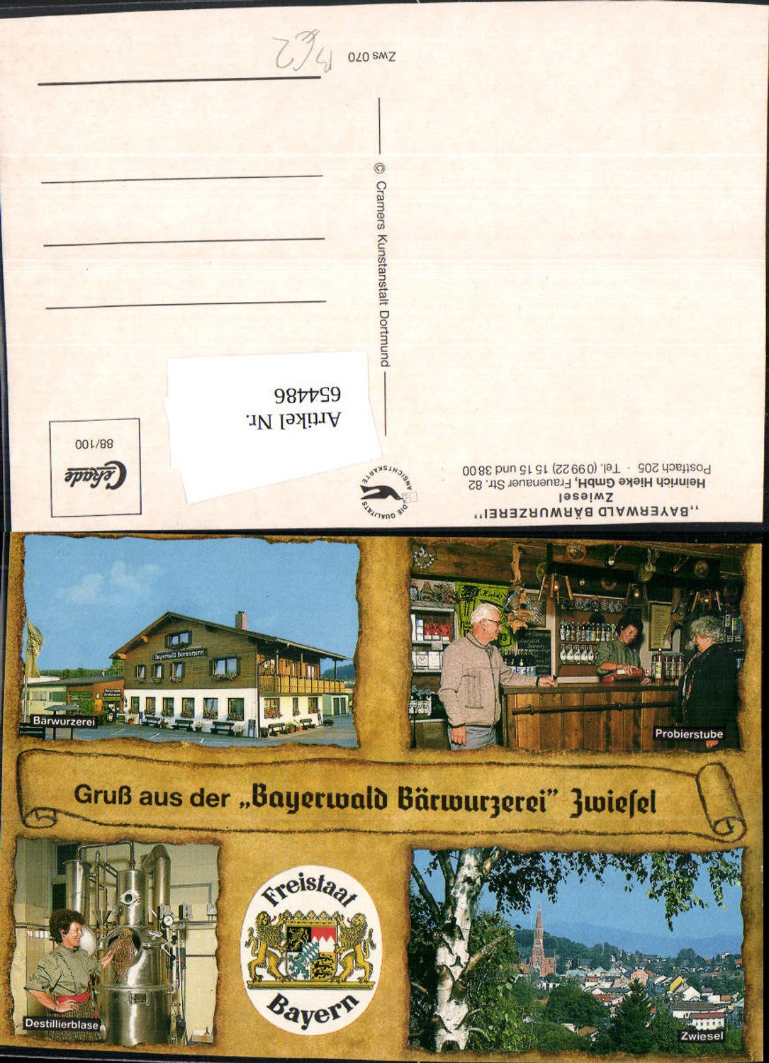 654486,Mehrbild Ak Zwiesel Bayerwald Bärwurzerei Alkohol Schnaps