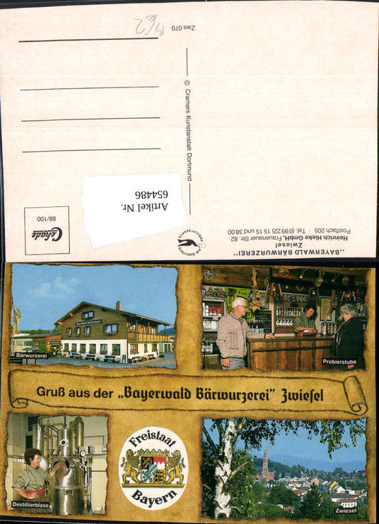 654486,Mehrbild Ak Zwiesel Bayerwald Bärwurzerei Alkohol Schnaps