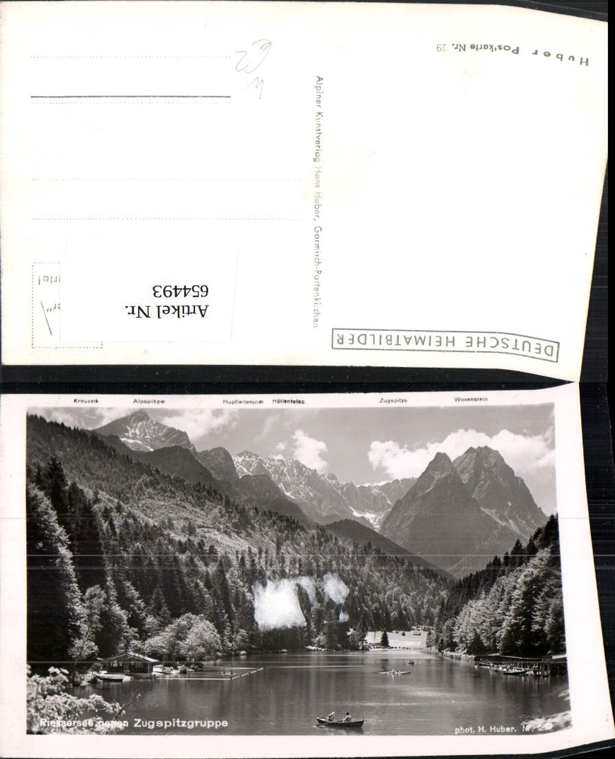 654493,Rießersee Garmisch-Partenkirchen Riessersee geg. Zugspitzgruppe Ruderboot Boot