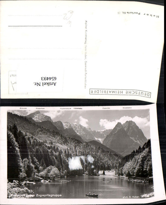 654493,Rießersee Garmisch-Partenkirchen Riessersee geg. Zugspitzgruppe Ruderboot Boot