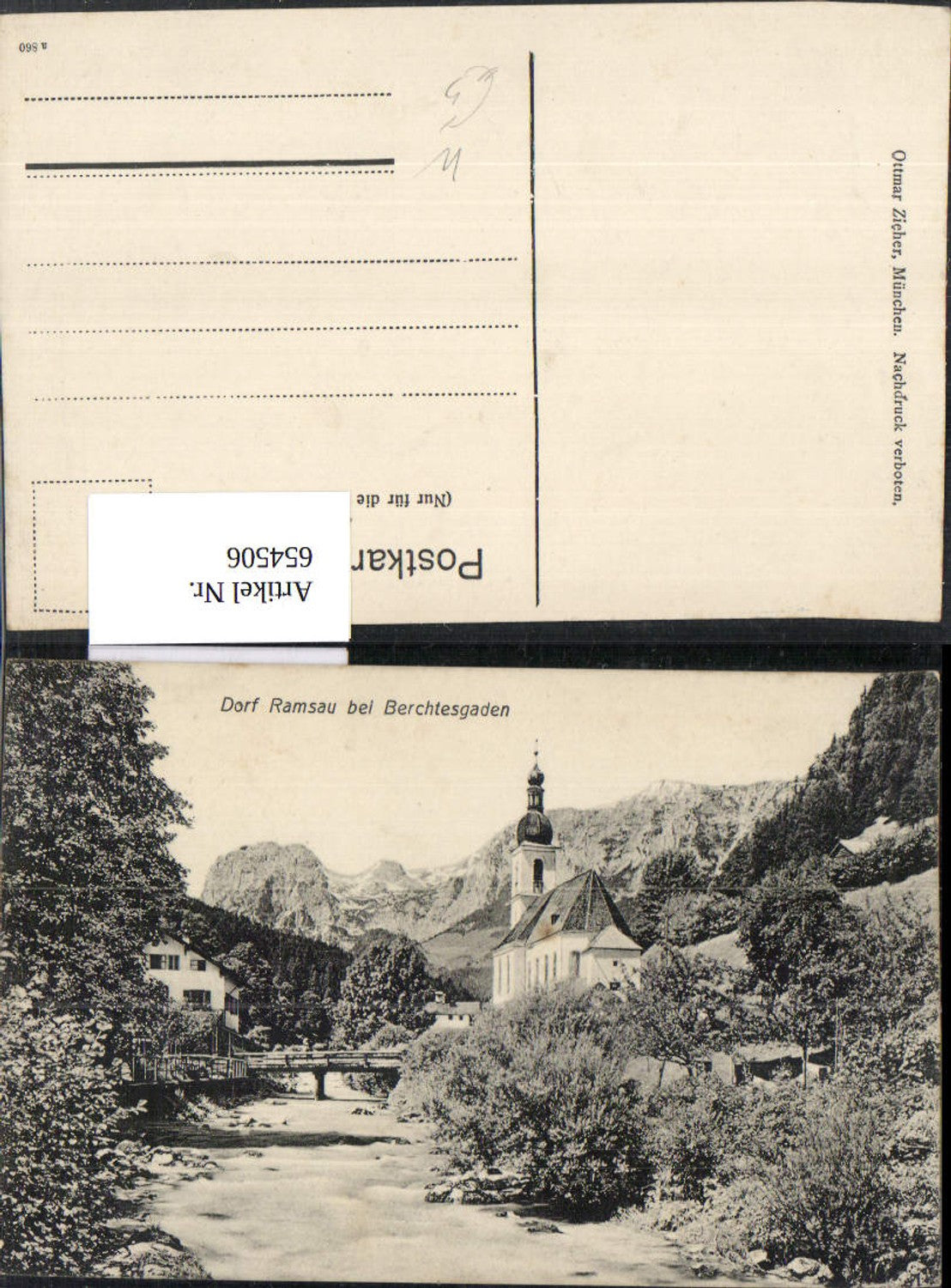 654506,Dorf Ramsau b. Berchtesgaden Kirche Brücke