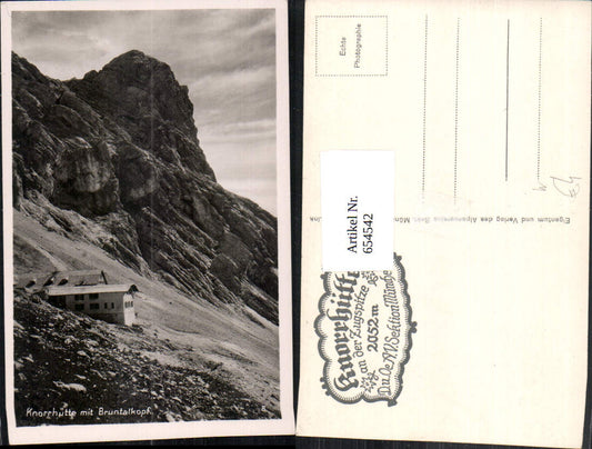 654542,Foto Ak Garmisch-Partenkirchen Knorrhütte mit Bruntalkopf