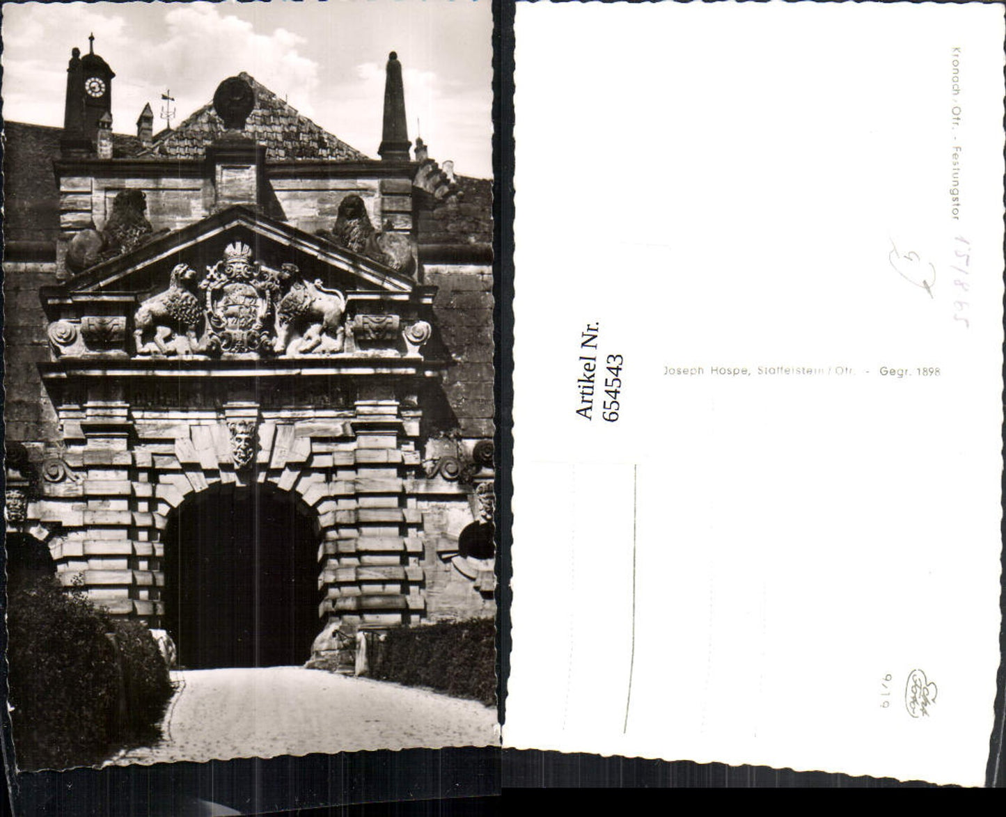 654543,Foto Ak Kronach Festungstor