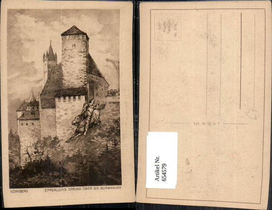 654579,Künstler Ak Nürnberg Epperleins Sprung über d. Burgmauer