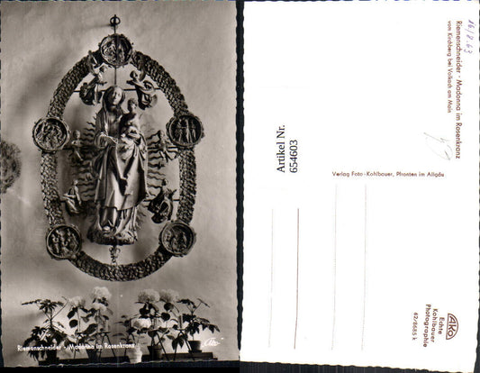 654603,Foto Ak Kirchberg b. Volkach a. Main Riemenscheider Madonna i. Rosenkranz