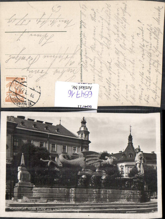 654716,Klagenfurt Neuer Platz m. Lindwurmdenkmal Lindwurm