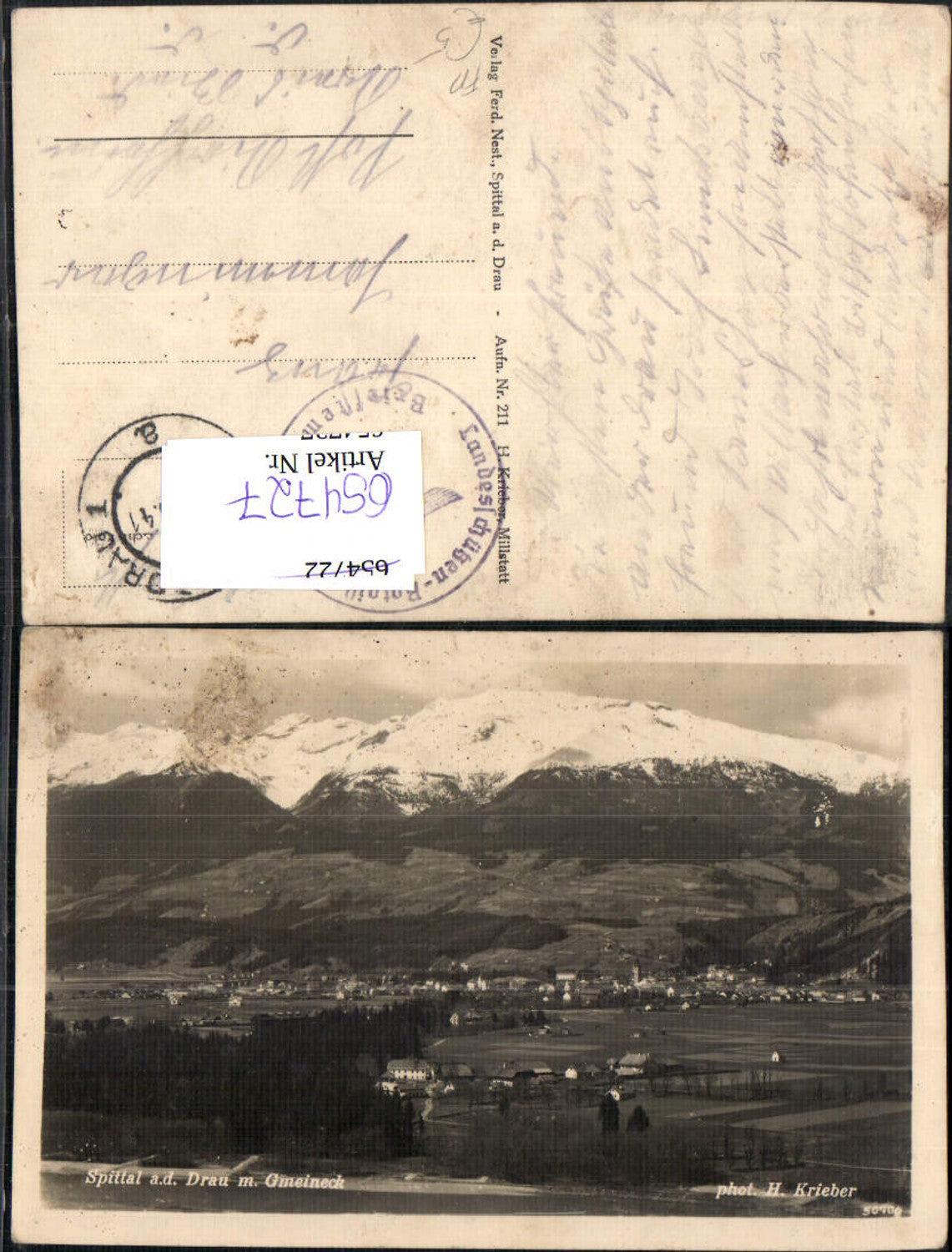 654727,Spittal an der Drau m. Gmeineck Feldpost Landesschützen Bataillon 895