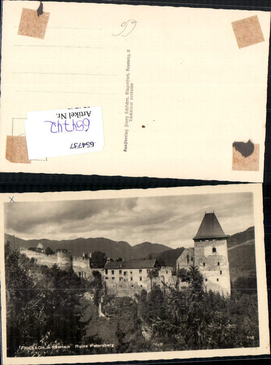 654742,Foto Ak Friesach Ruine Petersberg