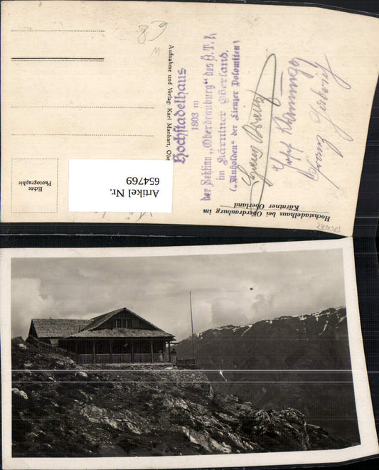 654769,Foto Ak Hochstadelhaus b. Oberdrauburg i. Kärntner Oberland
