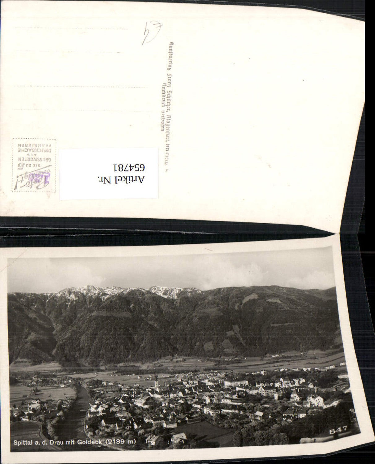 654781,Foto Ak Spittal a. d. Drau mit Goldeck