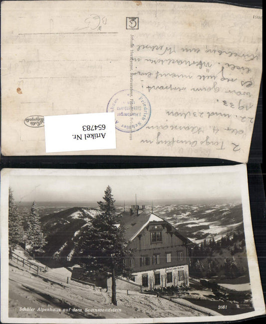 654783,Foto Ak Schüler Alpenhaus a. d. Sonnwendstein Winteransicht Semmering