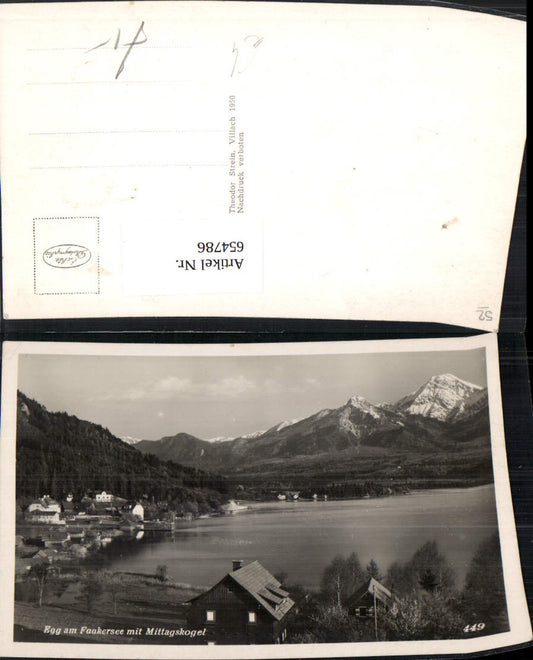 654786,Foto Ak Villach Egg a. Faakersee mit Mittagskogel