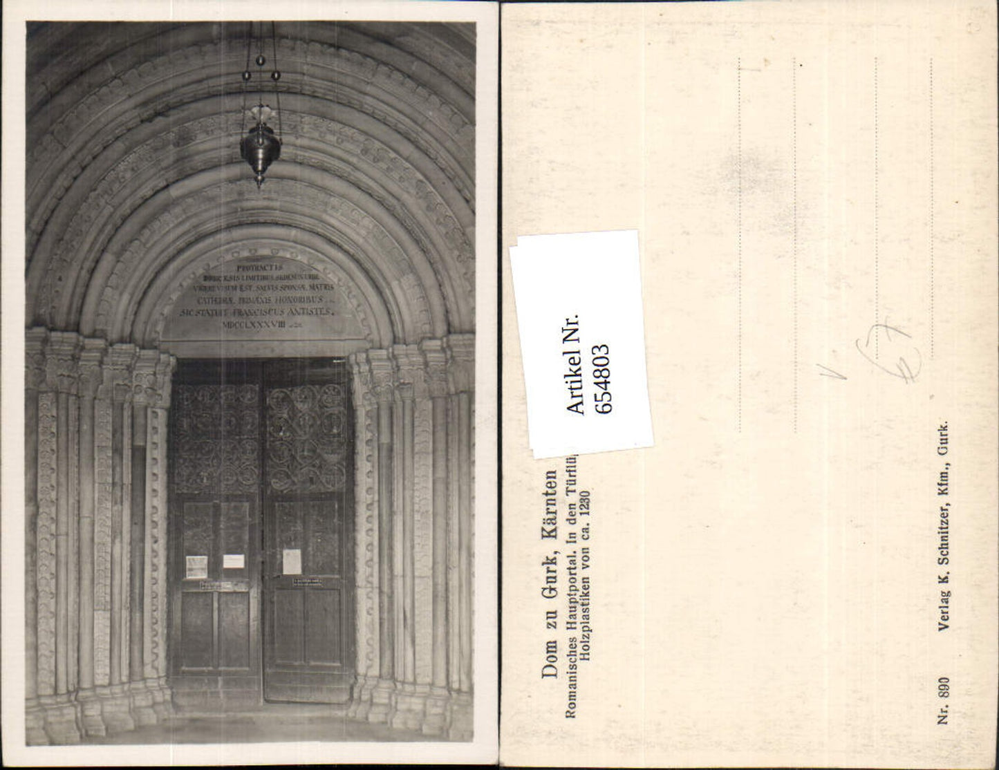 654803,Gurk Dom Romanisches Hauptportal pub K. Schnitzer 890
