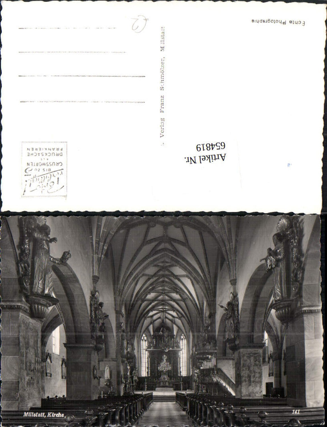 654819,Foto Ak Millstatt am See Kirche Innenansicht