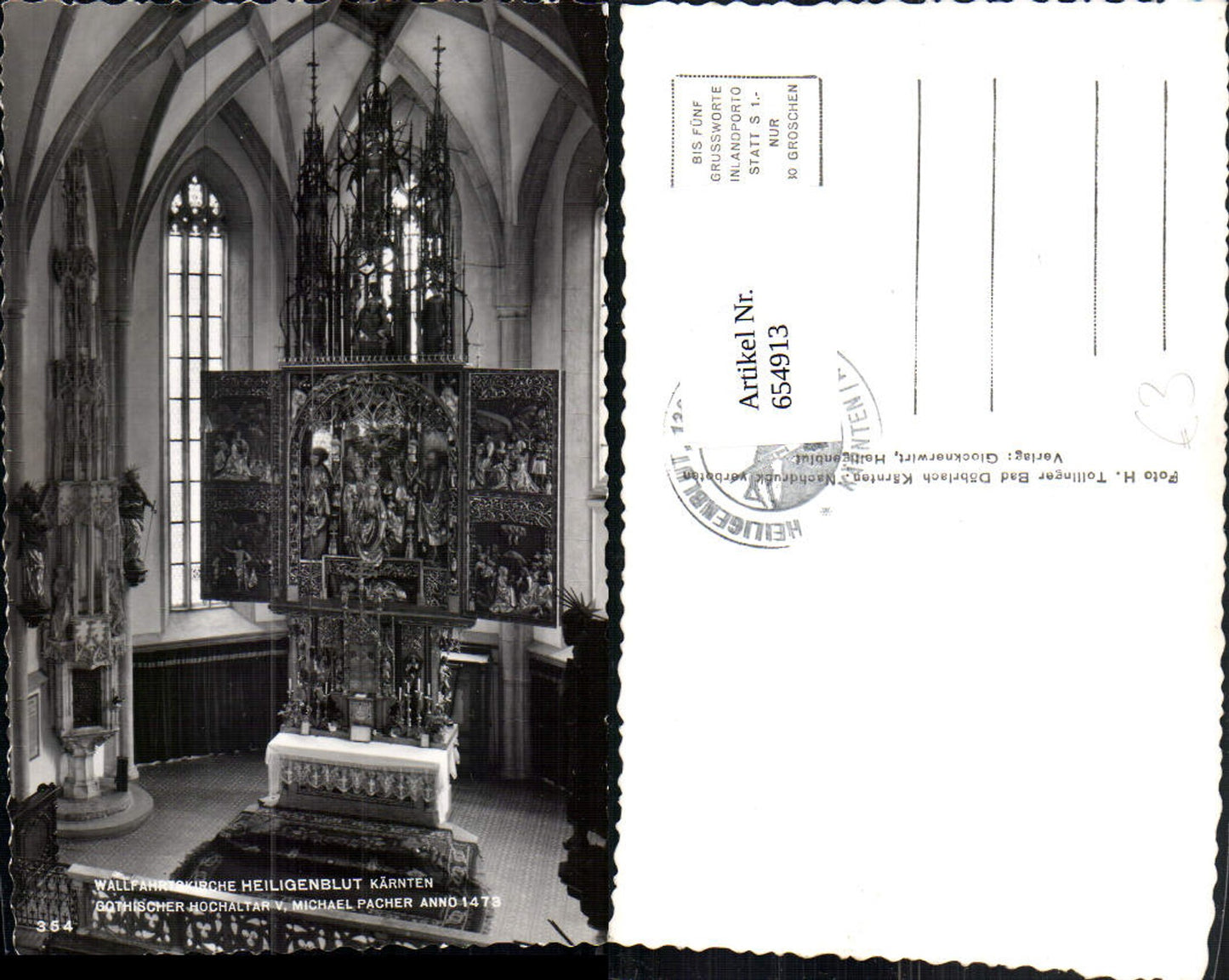 654913,Foto Ak Heiligenblut am Großglockner Kirche Innensicht Altar Pacher